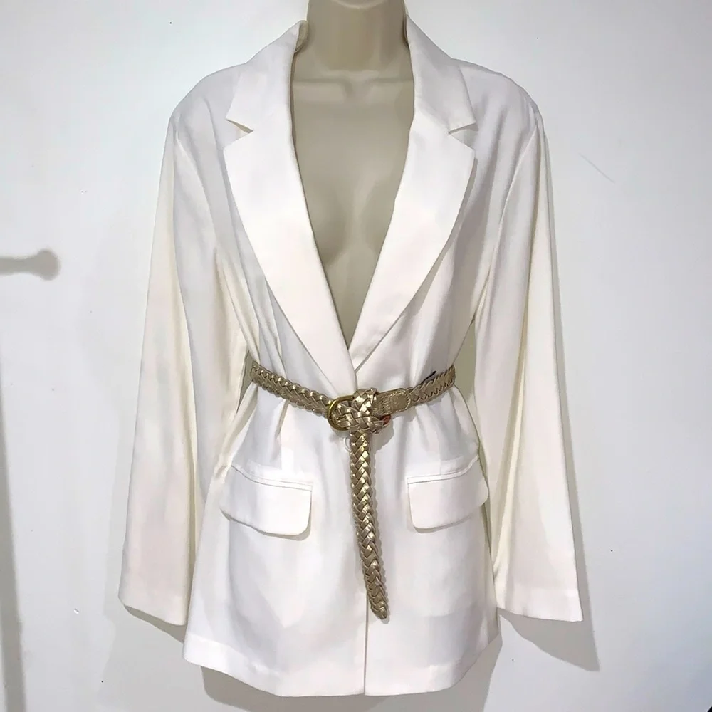 Lightweight Summer Blazer Minimalist Single Button in White/Cream 90’s